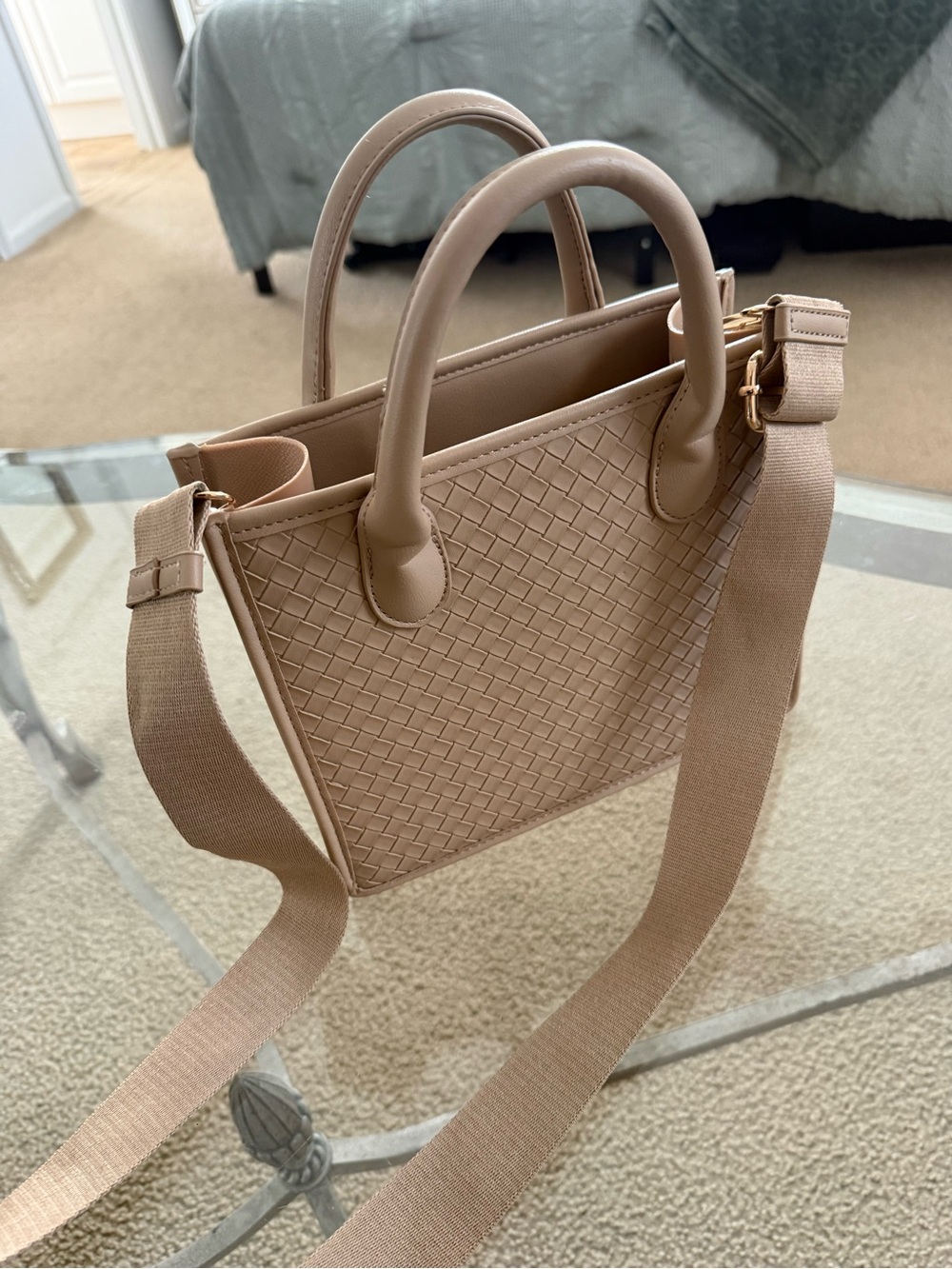 Crossi Woven Texture Top-Handle Bag - Picture 6 of 10